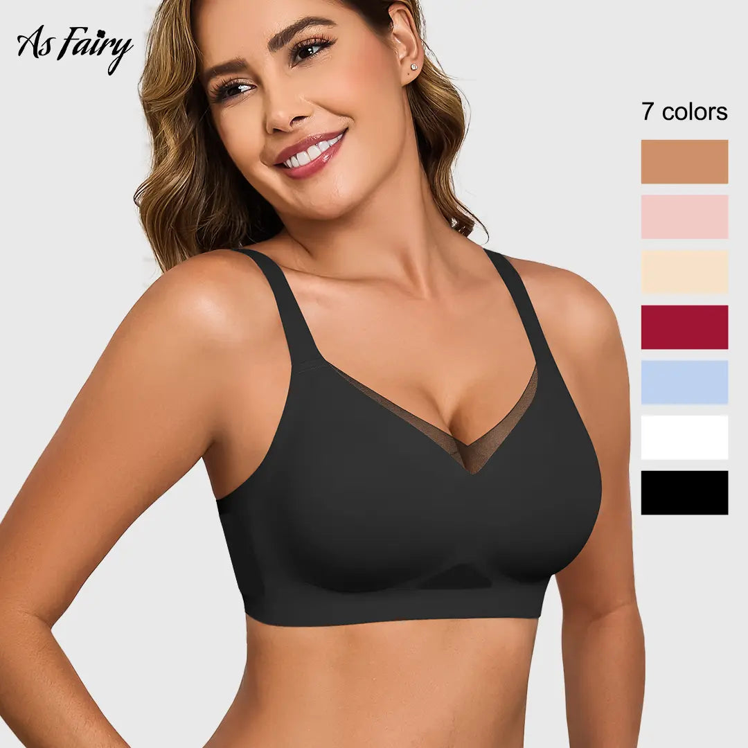 Asfairy Women'S Seamless Wireless Bra Full Coverage Push up No Underwire Tshirt Comfortable Womenwear Everyday Jelly Underwear Bras Machine Washable U-Back & Crisscross Back Semi-Fixed Pads #Summervibes Summervibes