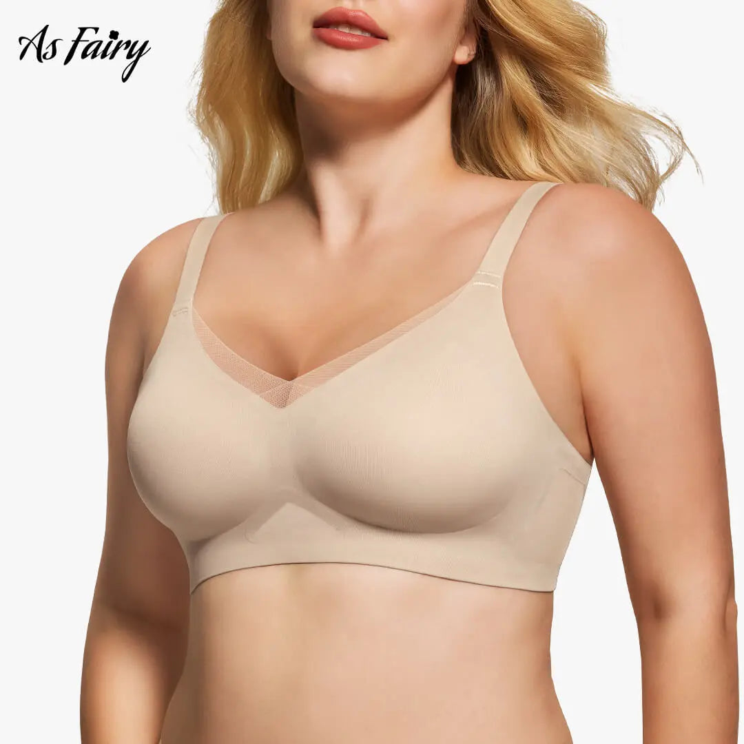 Asfairy Women'S Seamless Wireless Bra Full Coverage Push up No Underwire Tshirt Comfortable Womenwear Everyday Jelly Underwear Bras Machine Washable U-Back & Crisscross Back Semi-Fixed Pads #Summervibes Summervibes